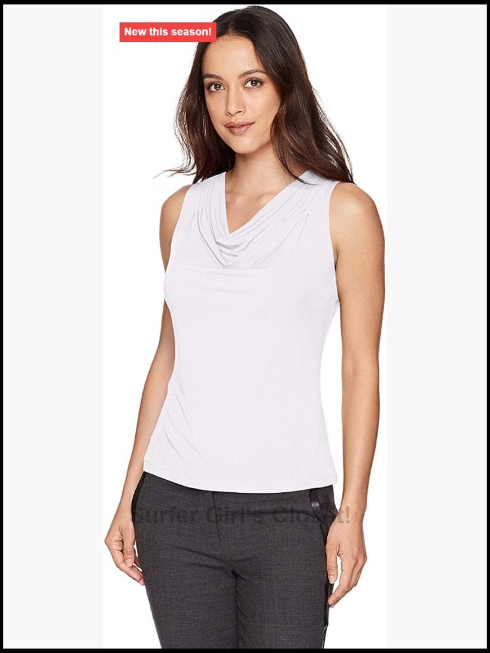 Calvin Klein Sleeveless Draped Neck Suiting Blouse Petite Cami
